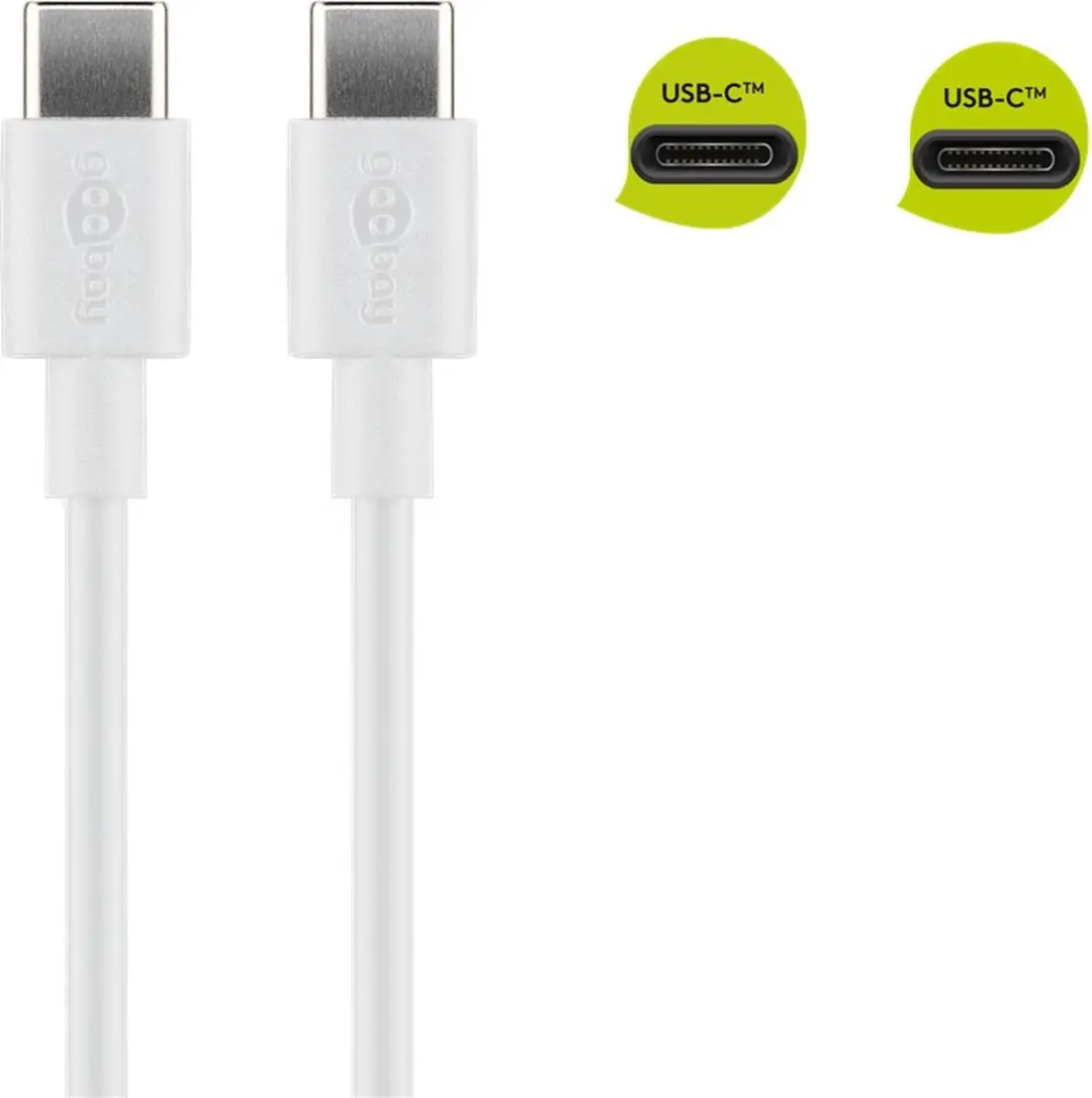 Goobay USB-C naar USB-C Kabel 2m - USB2.0 - 60W - Wit - 10 Stuks