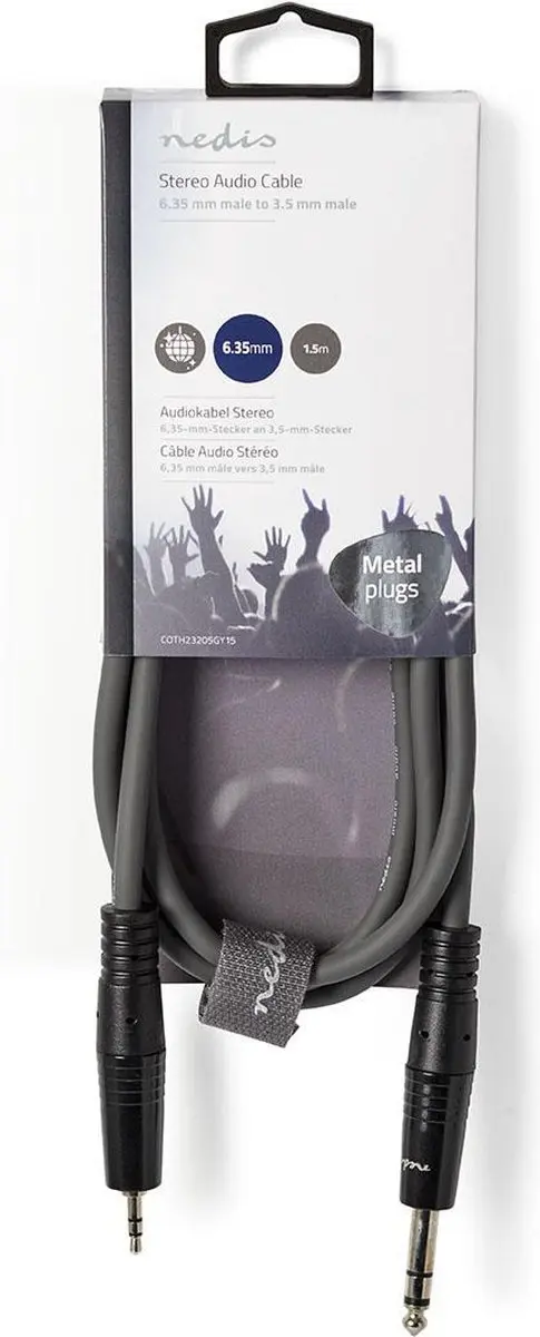 Nedis Stereo-Audiokabel 6,35mm/3,5mm - 1,5m - Donkergrijs