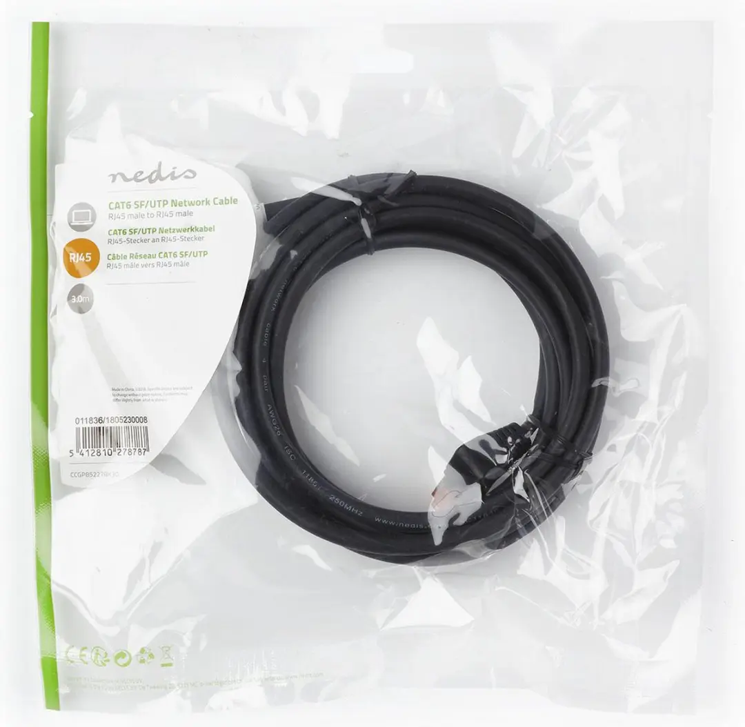 Nedis CAT6 Netwerkkabel 3m - SF/UTP - Zwart