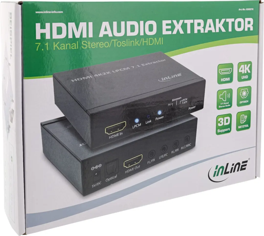 InLine INT-65007K HDMI Audio Extractor 7.1 Kanalen - Zwart