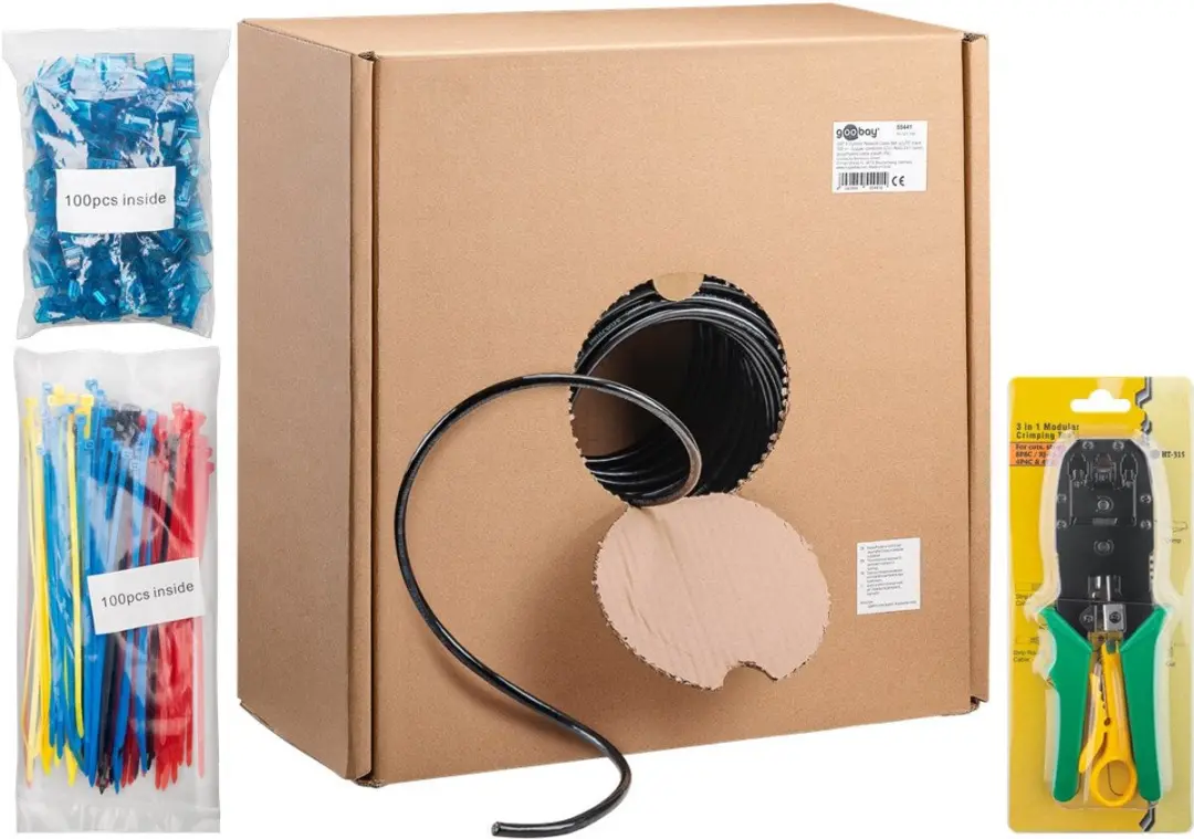 Goobay CAT 6A Outdoor Netwerkkabelset 55440 - Zwart