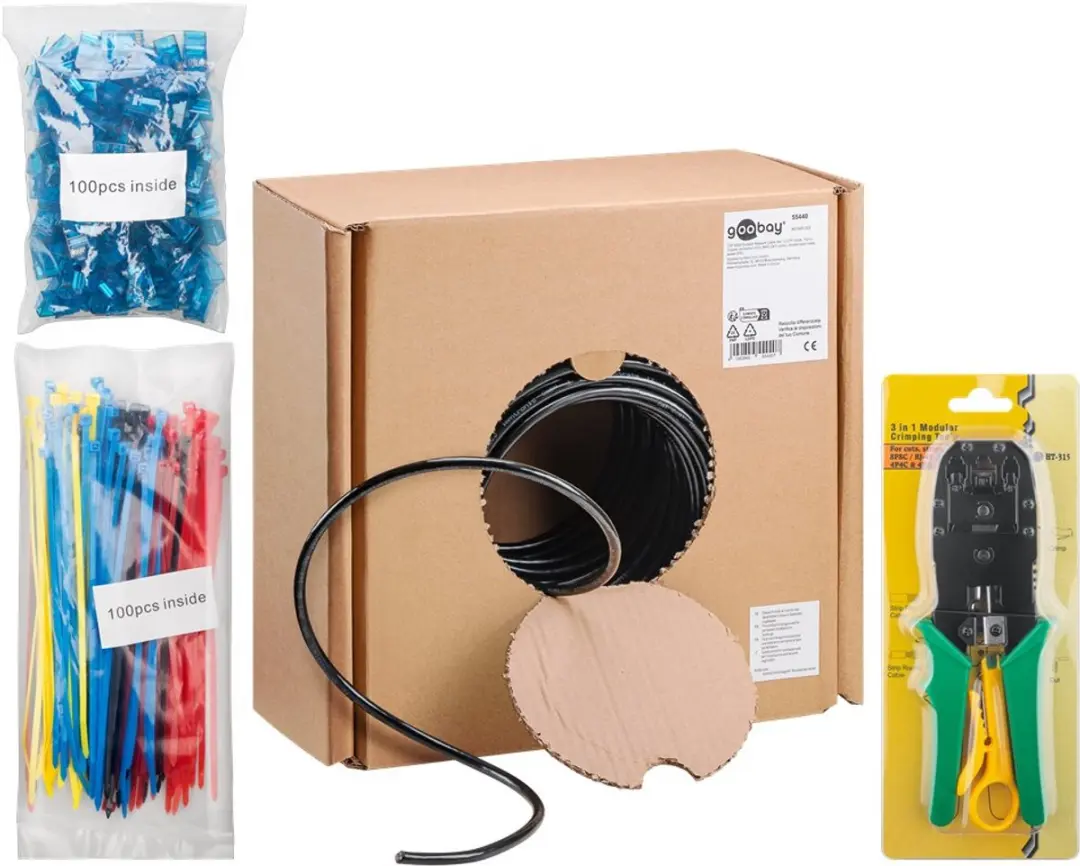 Goobay CAT 6A Outdoor Netwerkkabelset 55440 - Zwart