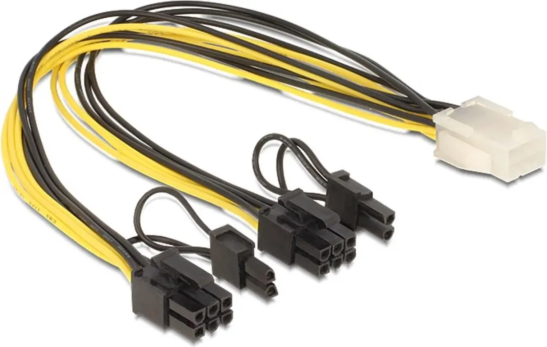 Delock PCIe 6-pins naar 2x PCIe 8-pins Voedingskabel 0,3m