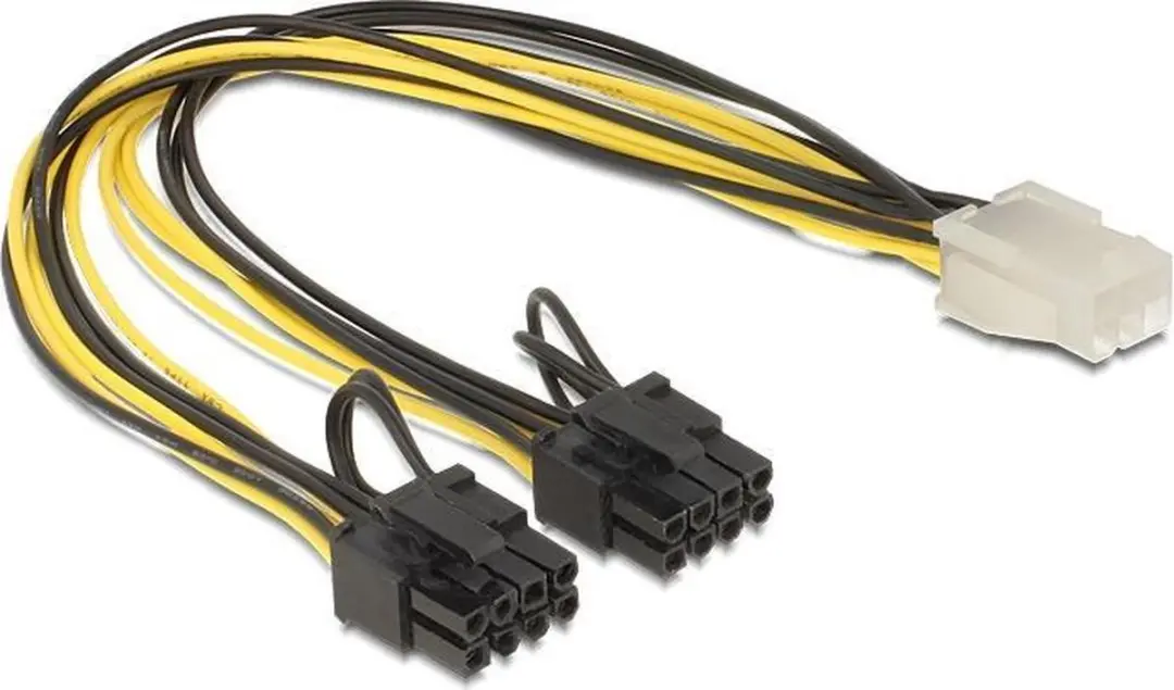 Delock PCIe 6-pins naar 2x PCIe 8-pins Voedingskabel 0,3m - Wit
