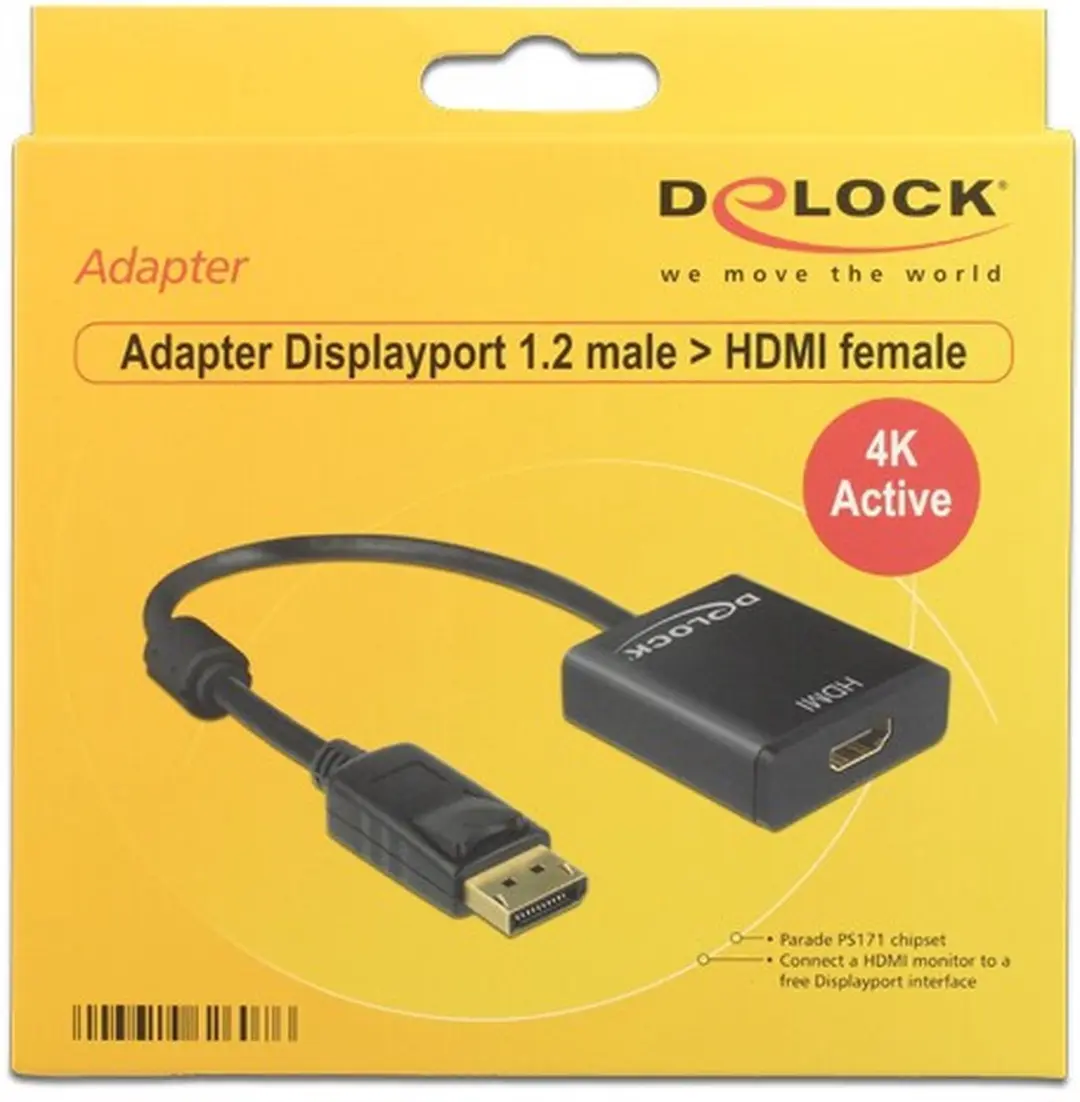 Delock DisplayPort naar HDMI Adapter 4K 30Hz - 0,20m - Zwart - afbeelding 6 van 6