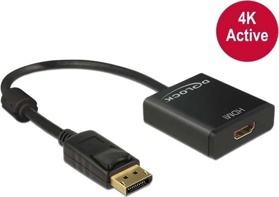 Delock DisplayPort naar HDMI Adapter 4K 30Hz - 0,20m - Zwart
