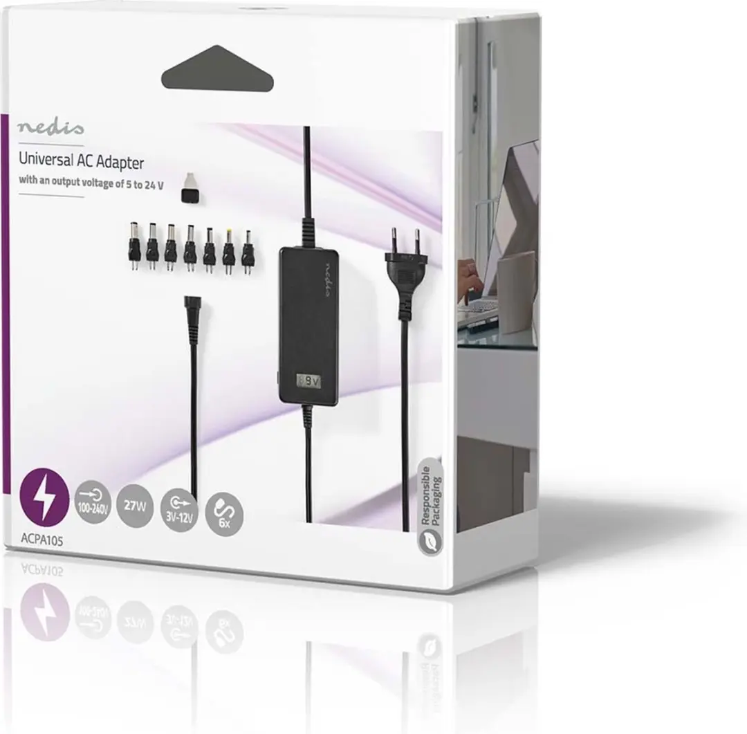 Nedis ACPA105 Universele AC-Stroomadapter 36W - 1.8m - Zwart