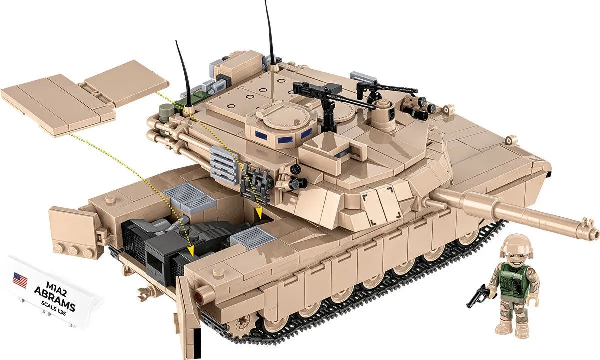 Cobi M1A2 Abrams 1000 Stenen - 1 Minifiguur - Beige - afbeelding 6 van 6