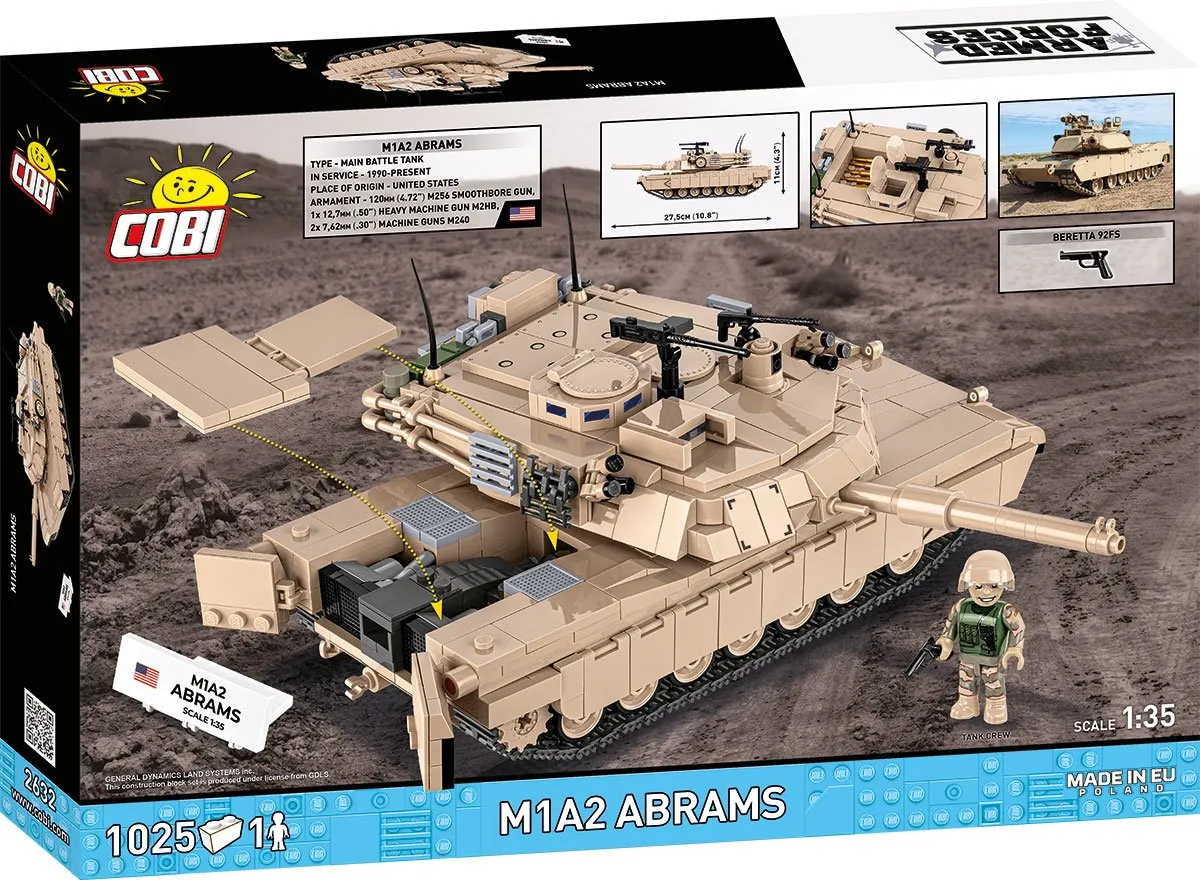 Cobi M1A2 Abrams 1000 Stenen - 1 Minifiguur - Beige