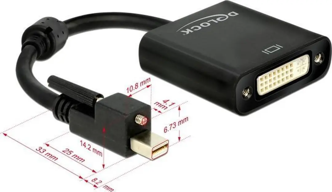 Delock Mini DisplayPort naar DVI Adapter 1920x1200 - 0,2m - Zwart