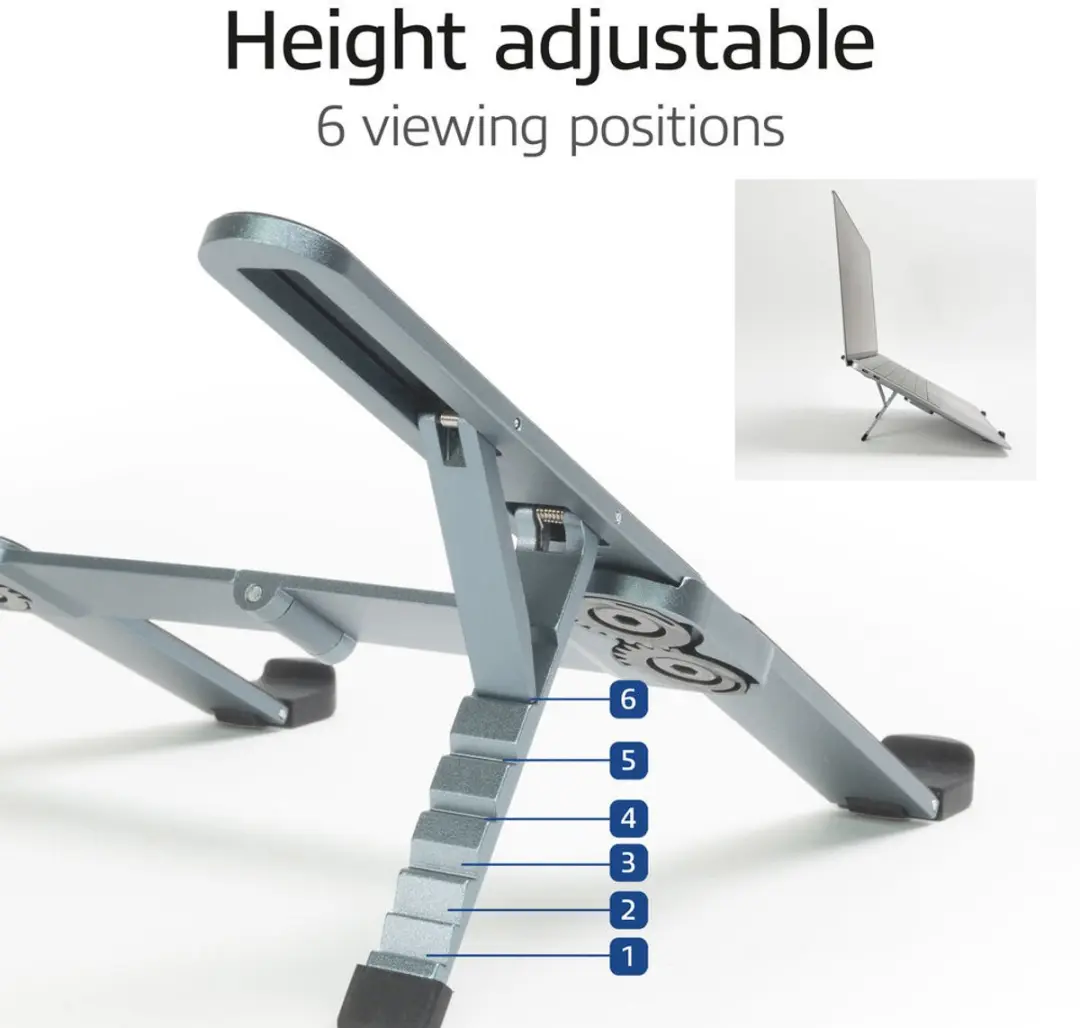 ACT AC8122 Inklapbare Laptopstandaard - Donker grijs
