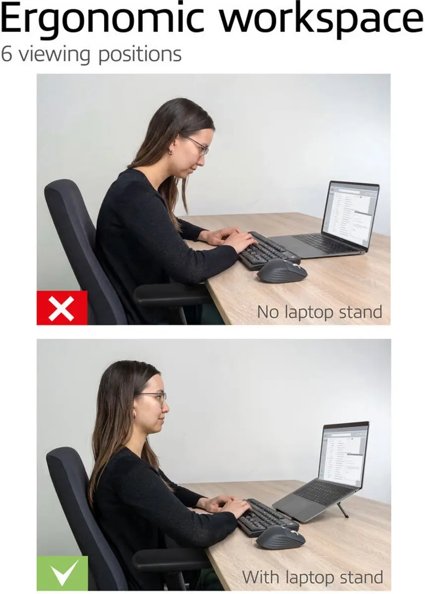 ACT AC8122 Inklapbare Laptopstandaard - Donker grijs