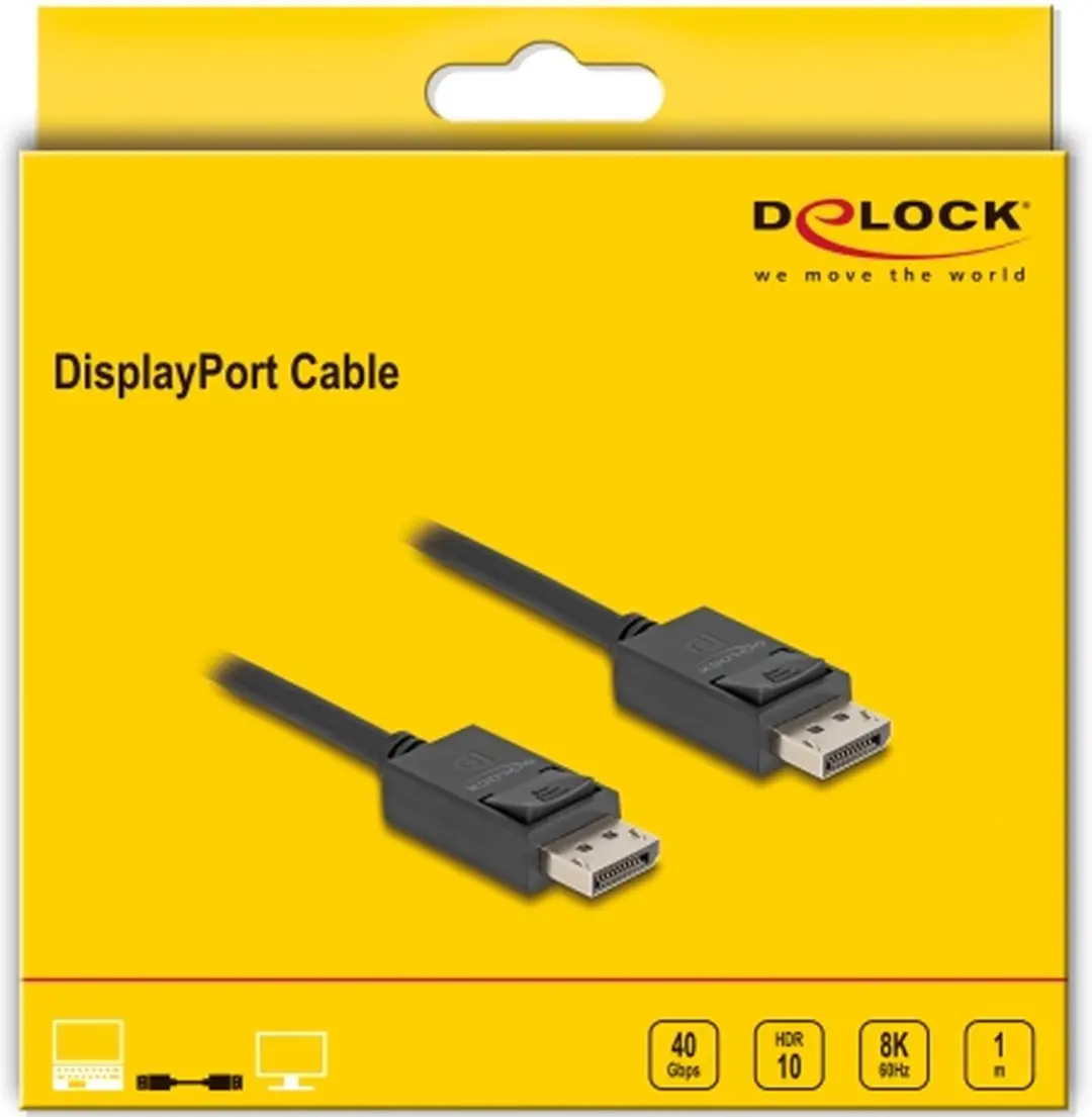 Delock DisplayPort Kabel DP2.1 10K 60Hz 1m - Zwart