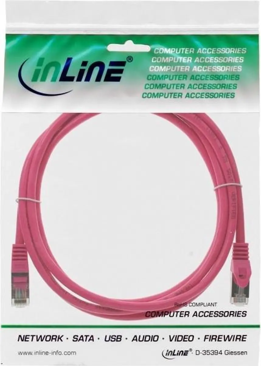 InLine Patchkabel SF/UTP Cat.5e Roze 0,25m