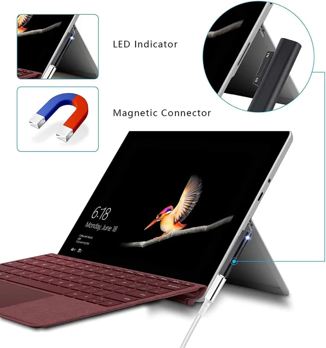 NÖRDIC SURF-103 USB-C Adapter 45W - Microsoft Surface - Space Grey - afbeelding 6 van 6