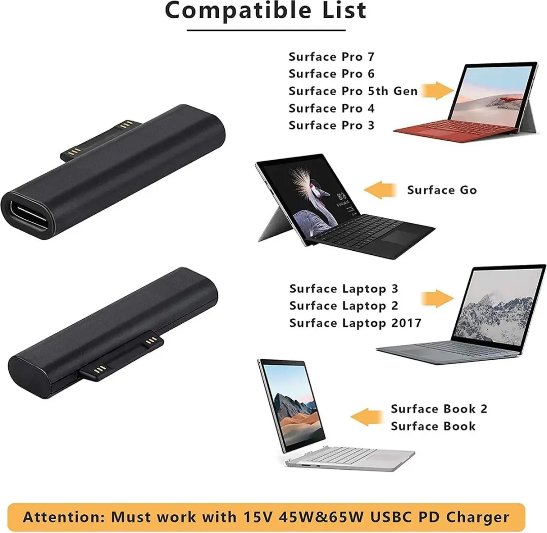NÖRDIC SURF-103 USB-C Adapter 45W - Microsoft Surface - Space Grey