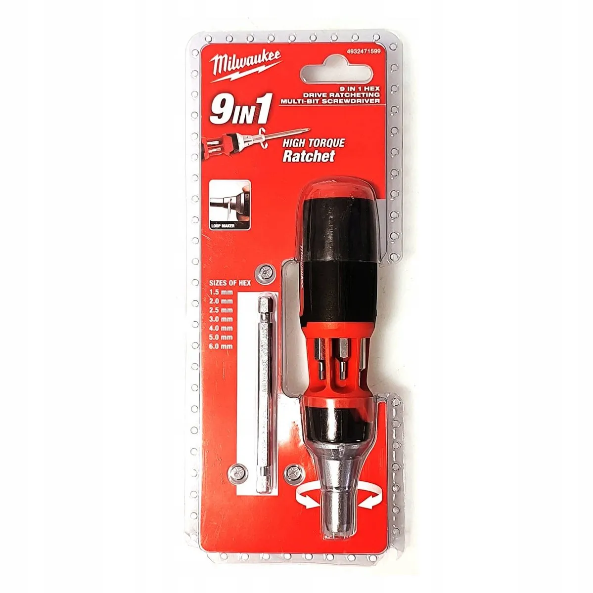 Milwaukee 9-in-1 Ratel Multibit Schroevendraaier 4932471599