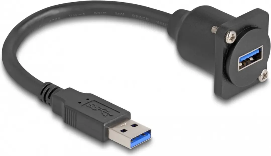 Delock D-Type USB 5Gbps Kabel A-male naar A-vrouw - 20cm Zwart