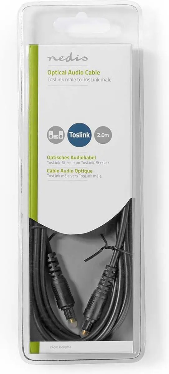 Nedis Optische Audiokabel CAGB25000BK20 - 2m - Zwart