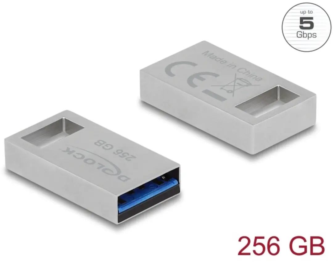 Delock USB 5Gbps Geheugenstick 256GB - Grijs Metaal
