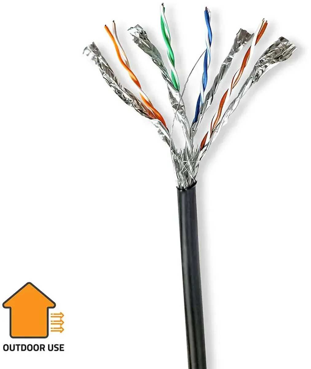 Nedis CAT7 Netwerkkabel Rol 100m - Buitenshuis - Zwart