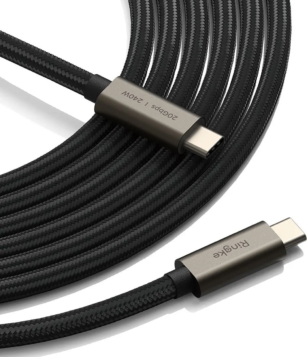 Ringke USB-C 3.2 Gen 2x2 PD240W Kabel 200cm - Zwart - afbeelding 6 van 6