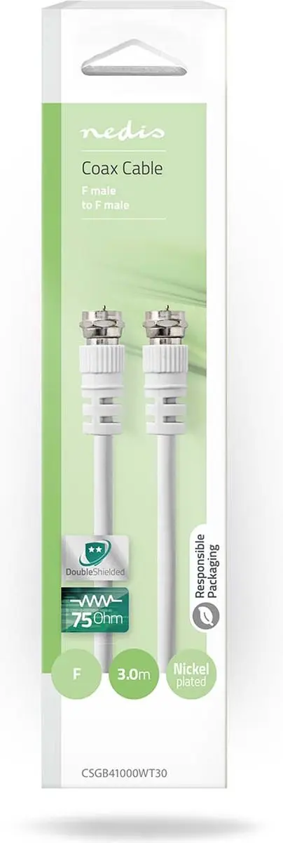 Nedis F-Male Antennekabel 75 Ohm - 3m - Wit