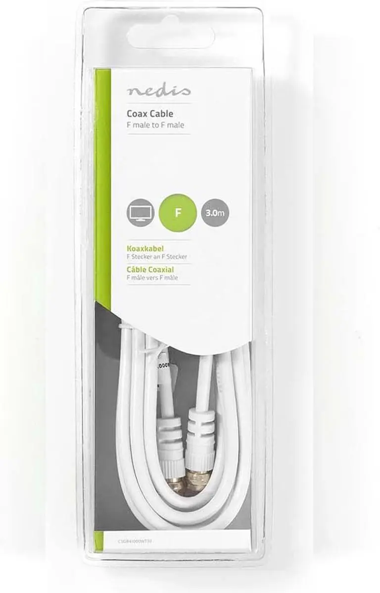 Nedis F-Male Antennekabel 75 Ohm - 3m - Wit
