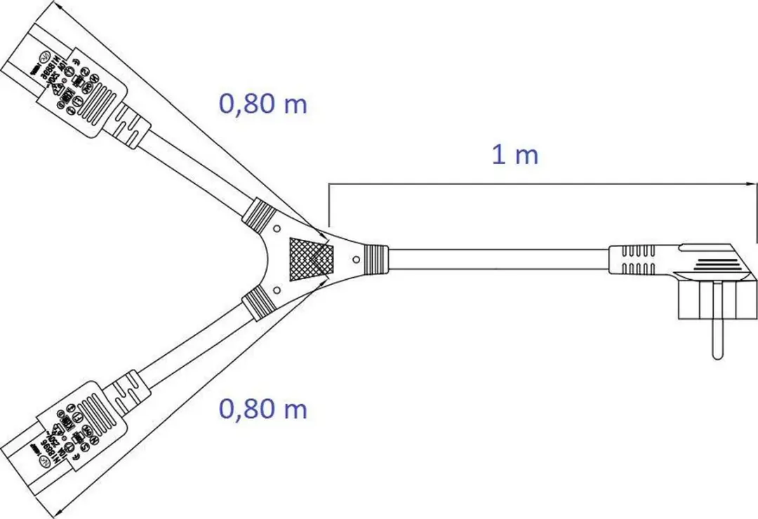 ACT Stroom Splitskabel CEE7/7 Haaks AK5050 - 1m