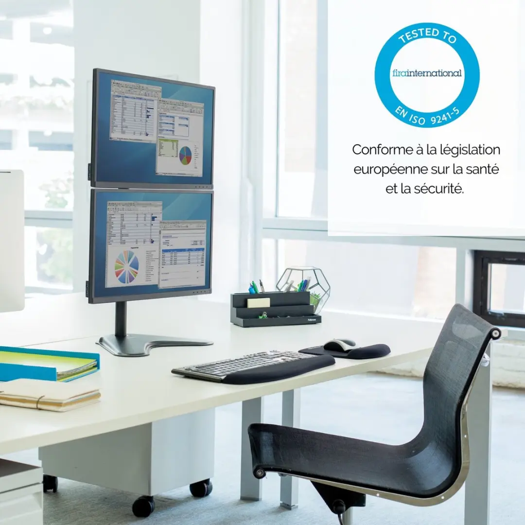 Fellowes Seasa Professional Series Monitorarm 2 Schermen - Zwart - afbeelding 6 van 6