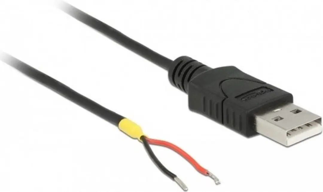 Delock USB 2.0 Kabel A-male naar 2 open draden 1.5m - Zwart