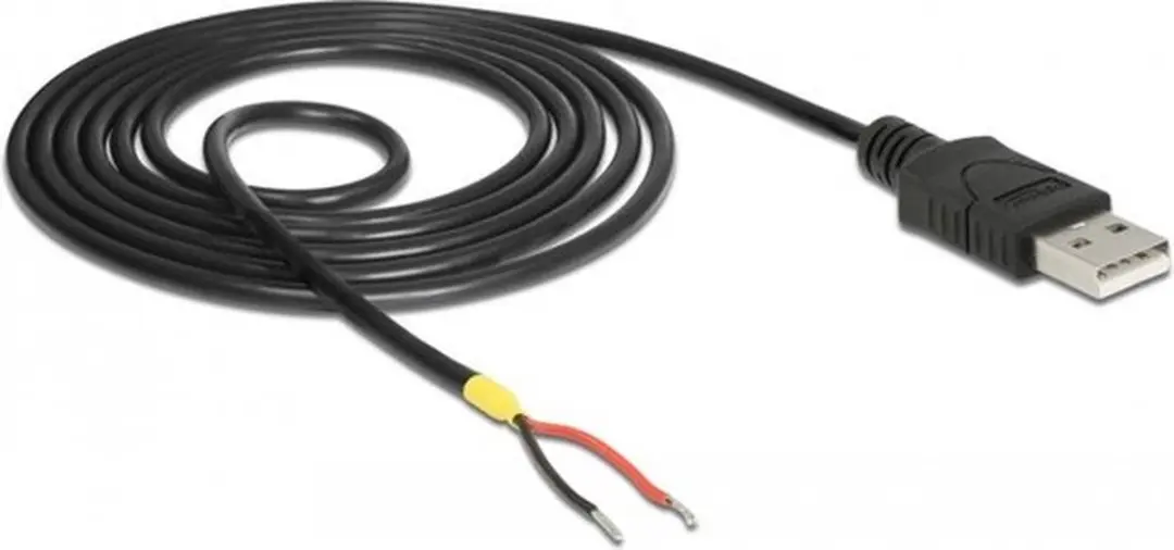 Delock USB 2.0 Kabel A-male naar 2 open draden 1.5m - Zwart