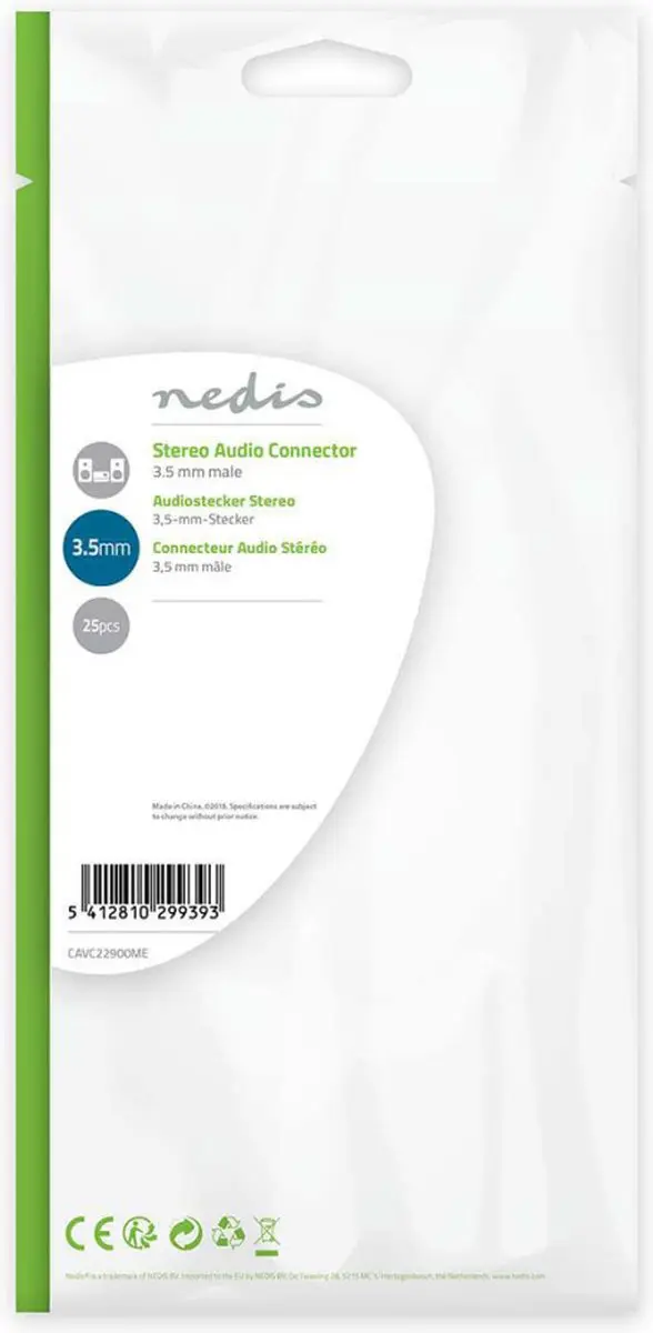 Nedis 3,5mm Audioconnector CAVC22900ME - Recht - Male - 25 Stuks - afbeelding 6 van 6