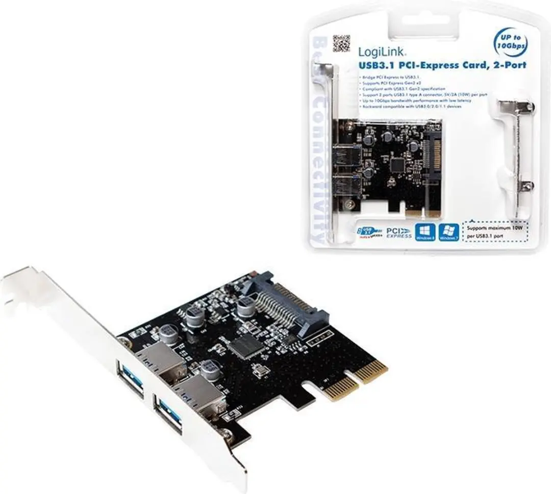 Logilink PC0080 USB 3.2 Gen 2 Controllerkaart - 2 Poorten