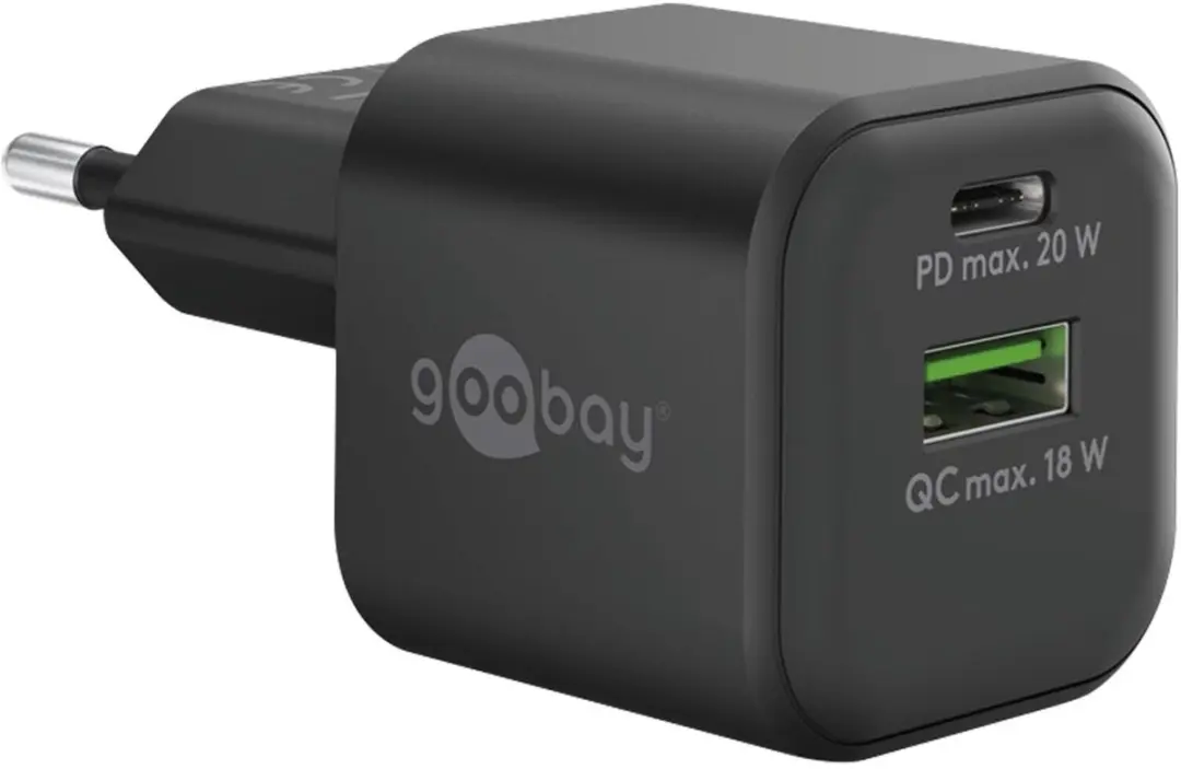 Goobay nano USB-C PD + USB-A QC Lader 20W