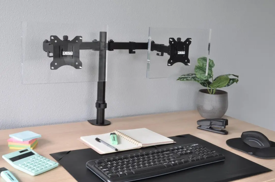 Desq Dubbele Monitorarm 1714 - Full Motion - Zwart