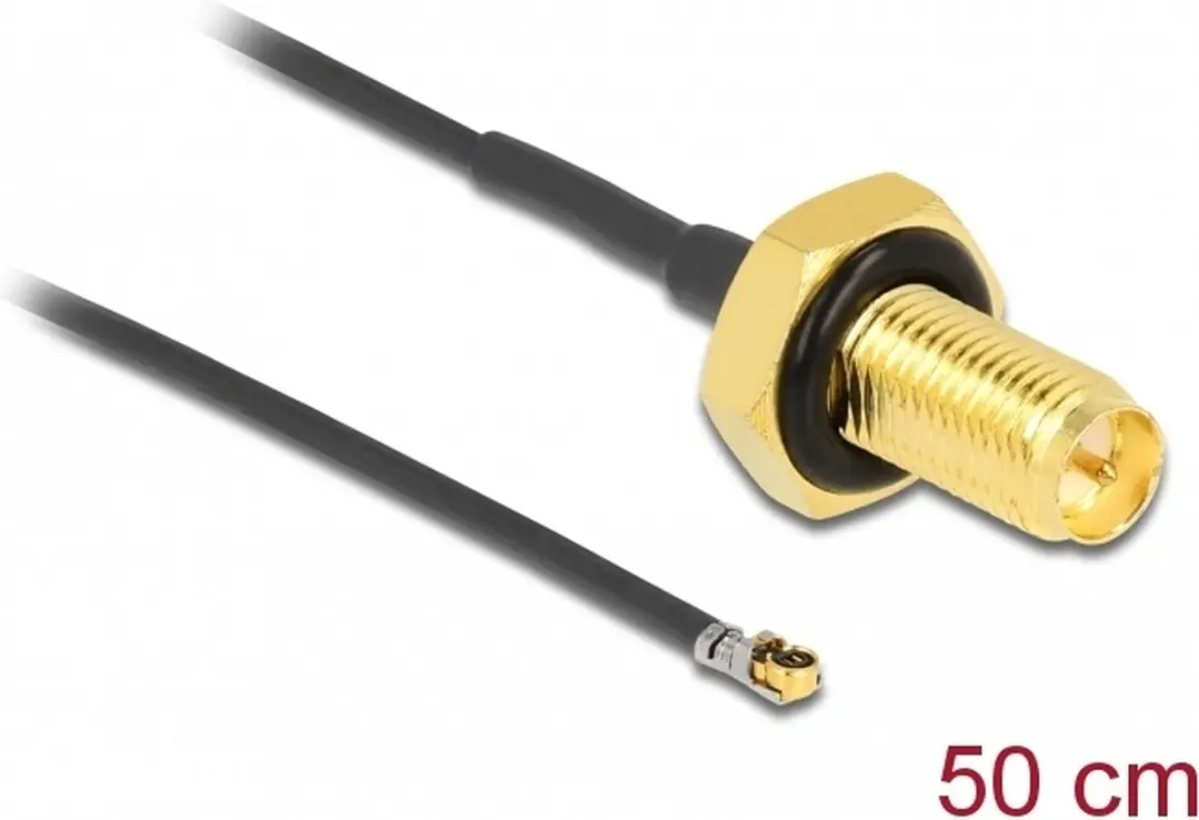 Delock MHF 4L LK RP-SMA Kabel - Micro Coax 1,37mm - 50 Ohm - 0,5m