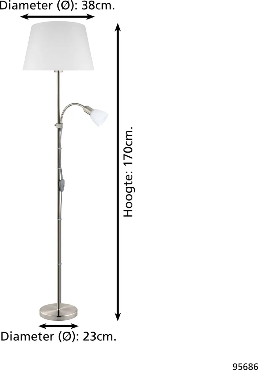 Eglo Conesa Vloerlamp 170cm - Grijs/Wit - afbeelding 6 van 6