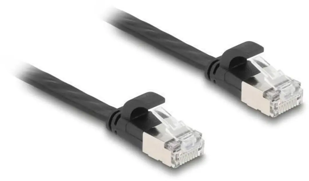Delock RJ45 Flat Patchkabel Cat.6A 0.25m - Zwart