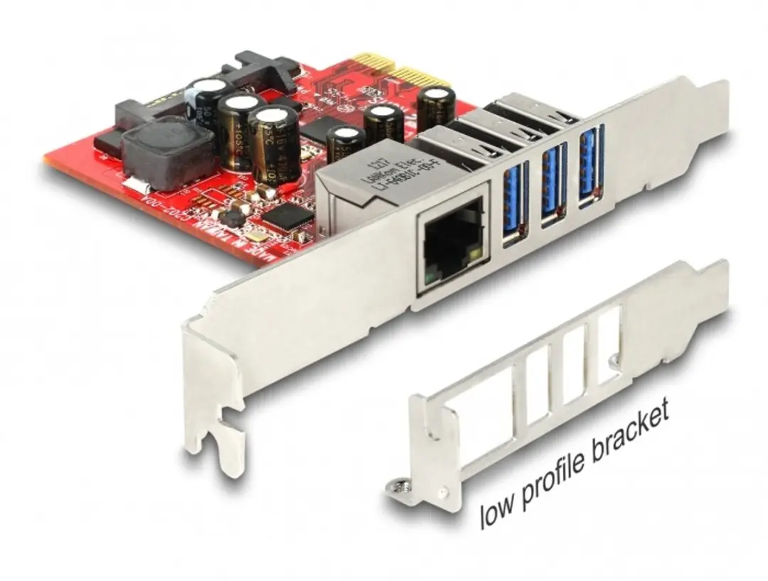 Delock PCIe Kaart 3x USB 5Gbps + 1x Gigabit LAN