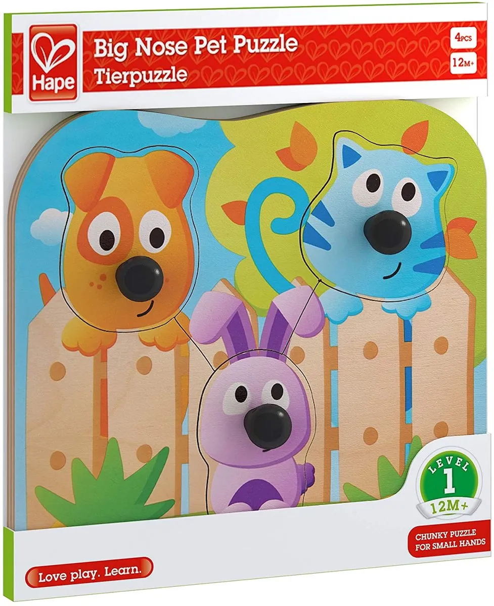 Hape Grote Neus Huisdier Puzzel 4 Stuks - E1309 - afbeelding 4 van 5