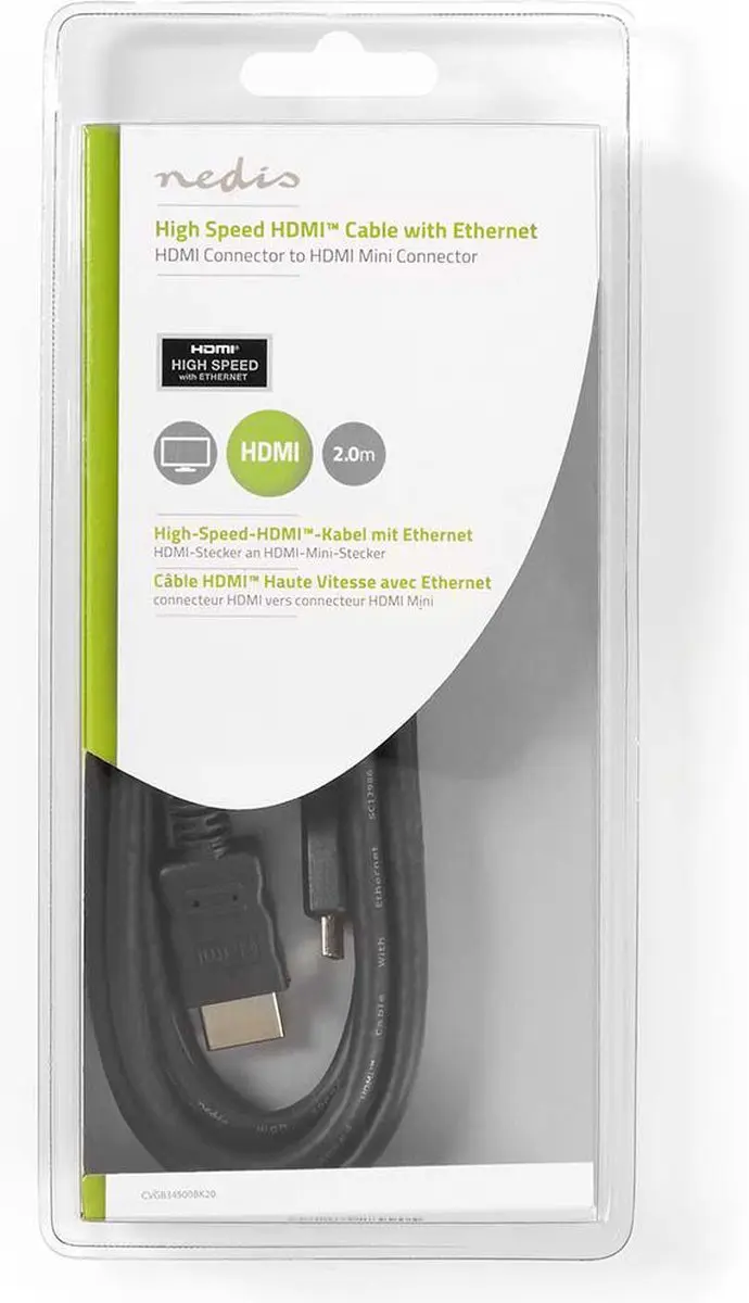 Nedis HDMI-Kabel CVGB34500BK20 4K@30Hz - 2m - Zwart