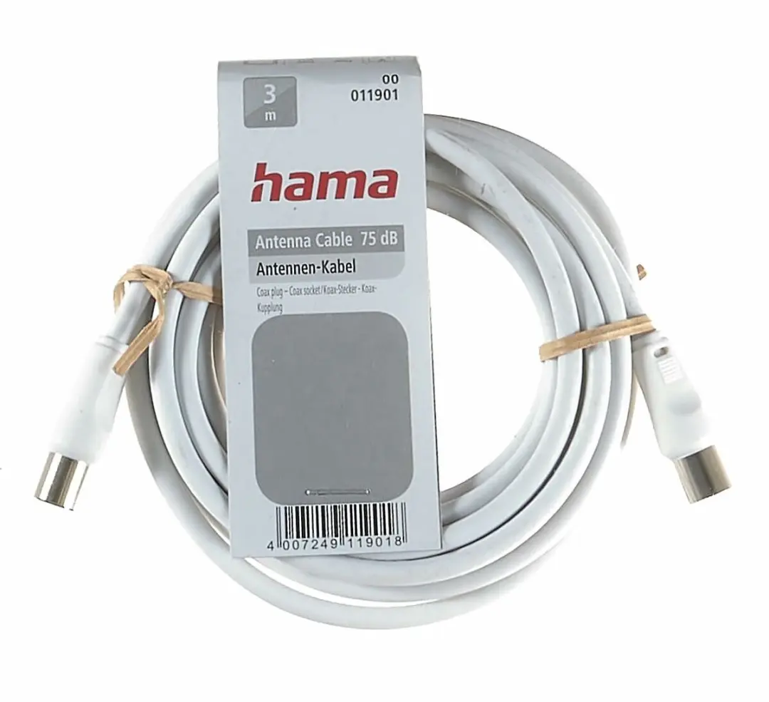 Hama Coaxiale Antennekabel TV 00011901 - 3m - Wit
