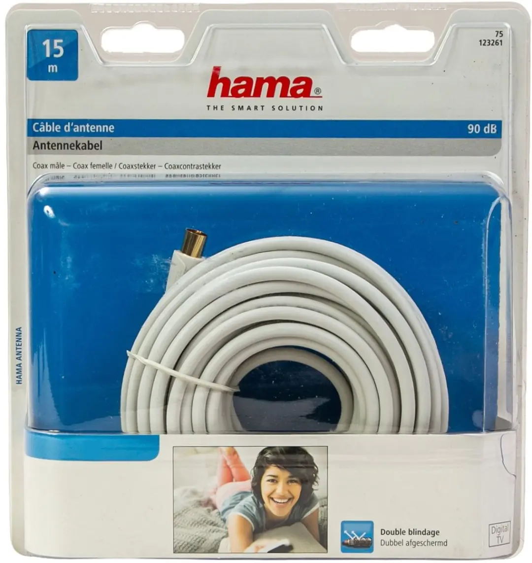 Hama 15m Coaxkabel 90dB - Wit