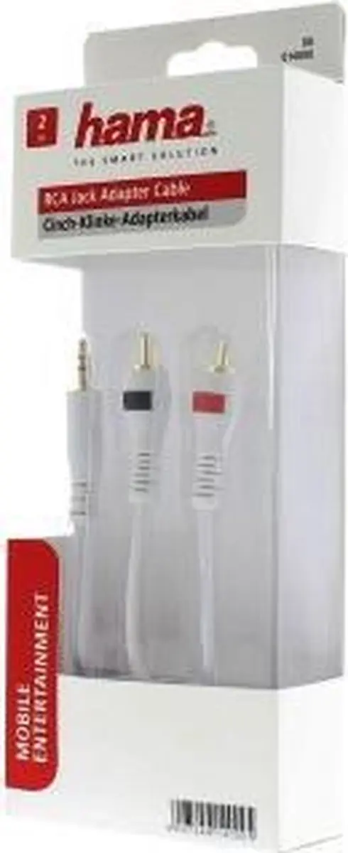 Hama 3.5mm Stereo naar 2x RCA Kabel - Wit - 2M