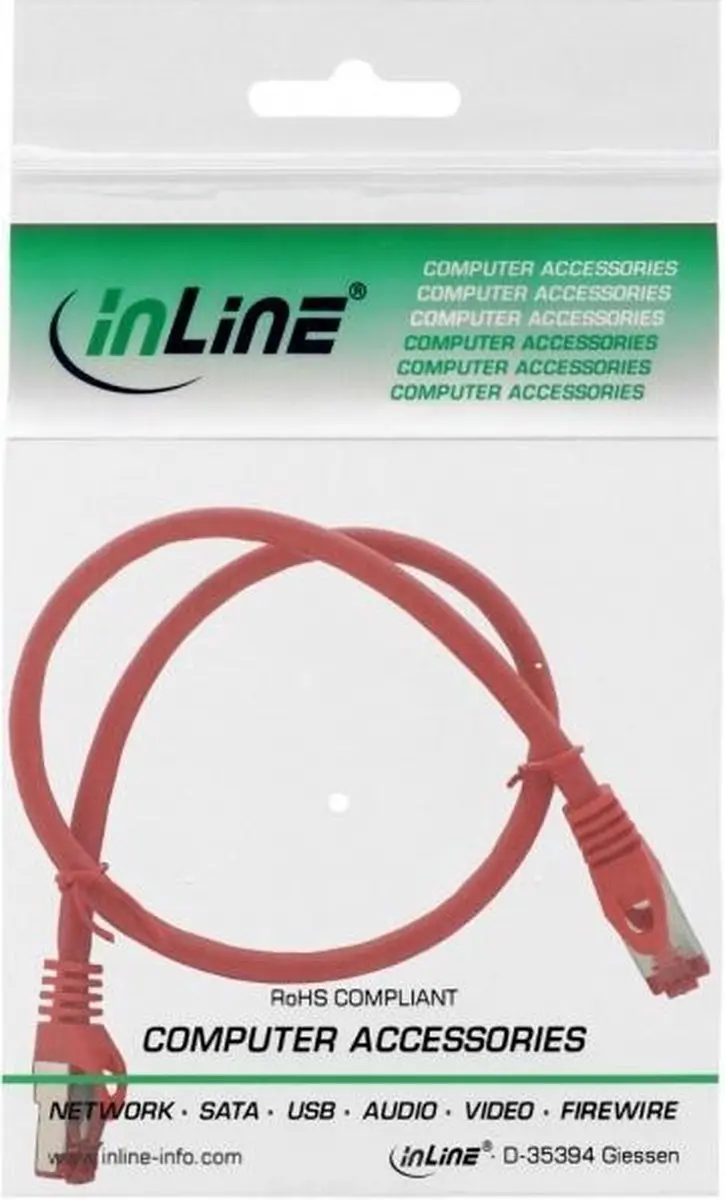InLine Patchkabel S/FTP Cat.6 Halogeenvrij 0,3m - Rood