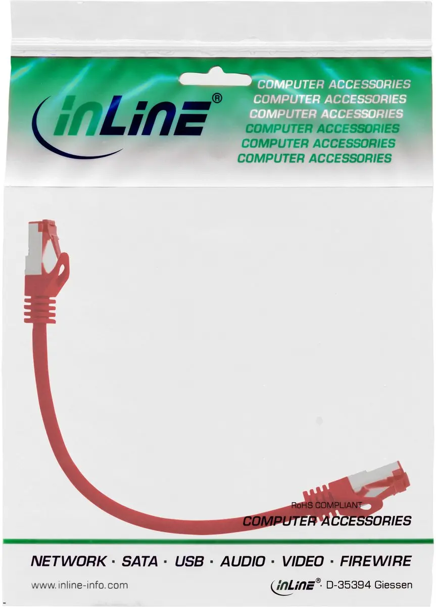 InLine Patchkabel S/FTP Cat.6 Halogeenvrij 0,3m - Rood