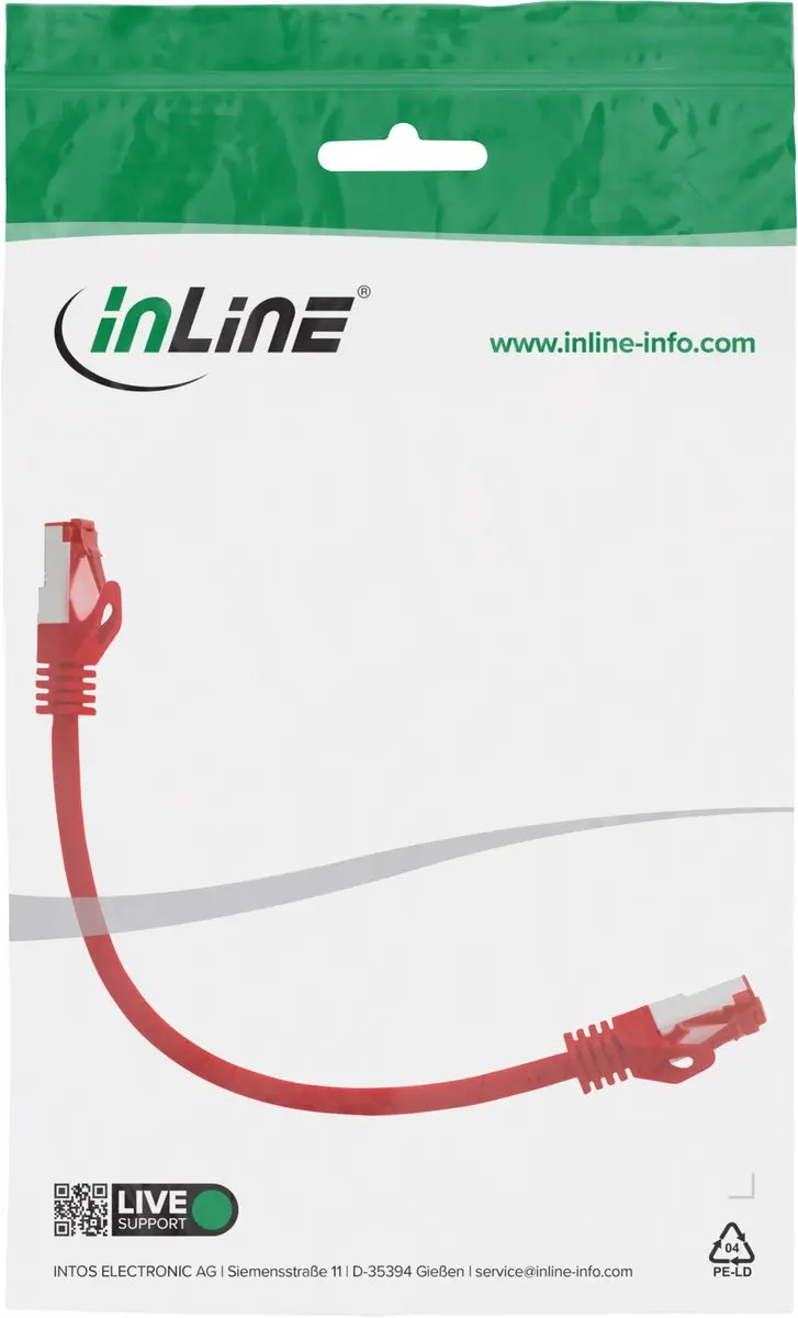 InLine Patchkabel S/FTP Cat.6 Halogeenvrij 0,3m - Rood