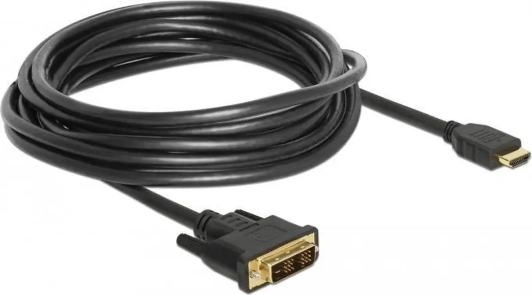 Delock HDMI naar DVI Kabel 5m - Bidirectioneel - Zwart