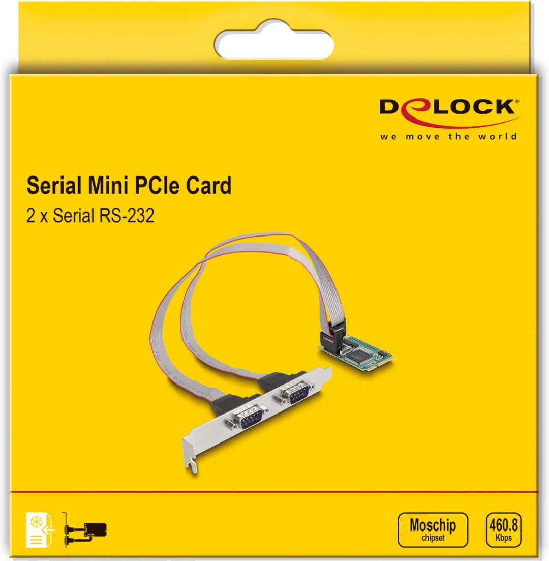 Delock Mini PCIe Kaart 2x RS-232 D-Sub 9 Pin - Grijs